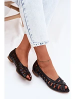 Kožené Baletky S Otevřenými Prsty Maciejka 06908-29/001-1 Hnědé