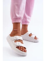 Biele dámske penové papuče Melorea na platforme