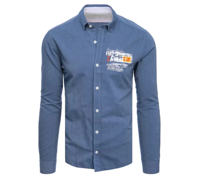 Pánska indigová košeľa FashionStreet DX2282