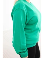 Dámske Plus veľkosť bavlnené základné kolo krku mikina svetlo zelená