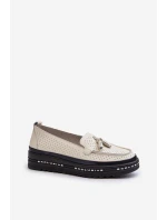 Dámské kožené mokasíny na platformě béžové model 21656089 - EVENTO