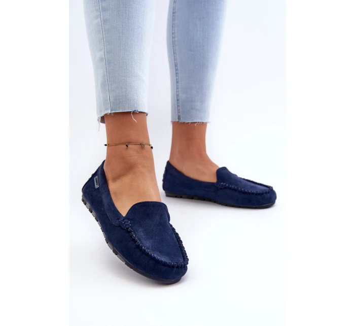 Mokasyny Damskie Z Eko Zamszu Granatowe Amrutia