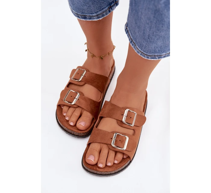 Dámské pantofle s přezkami Camel Oliena