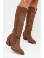 Semišové Kožené Na Podpatku  Béžové model 22031651 - Zazoo