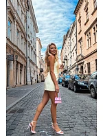 Dámske koženkové sandále na podpätku ružové Palmer