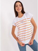 Bielo-oranžová pruhovaná blúzka pre ženy