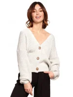 Dámský svetr s knoflíky světle šedý model 18862327 - BeWear