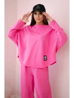 Bavlněná mikina kalhoty set světle růžová Bavlněná mikina kalhoty set světle růžová