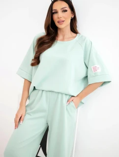 Dámska maslová viskózna mikina a široké nohavice mätová