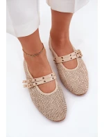 Baleriny Z Plecionką I Paskami Beżowe Partheda Baleriny Z Plecionką I Paskami Beżowe Partheda