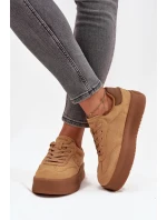 Sneakersy Damskie Na Platformie Big Star SS274762 Camel