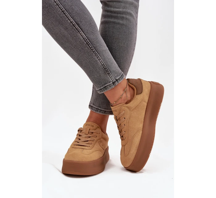 Sneakersy Damskie Na Platformie Big Star SS274762 Camel