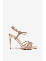Dámské sandály na jehlovém podpatku s pásky a zlaté model 21821779 - Boto