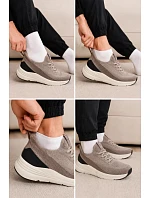 Pánské Sportovní Boty Textilní SlipOn Sneakers Na Platformě  Béžové model 22147184 - Kobbo
