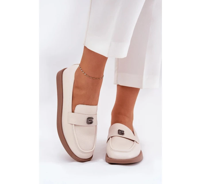 Dámske elegantné mokasíny s ozdobným detailom Vinceza - béžové