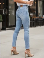 Jeansy damskie skinny z wysokim stanem niebieskie model 22007545 - FashionStreet