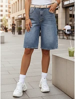 Dámske džínsové bermudy s opaskom modré FashionStreet SY0545