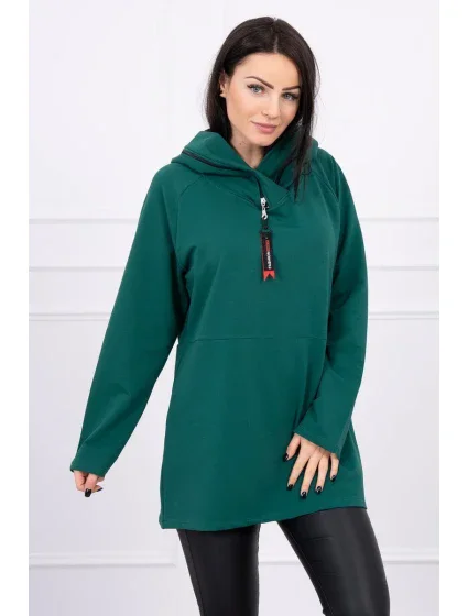 Zelená tunika na zips s kapucňou Oversize Zelená tunika na zips s kapucňou Oversize