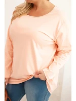 Dámská blůza Plus Size s lodičkovým výstřihem meruňková
