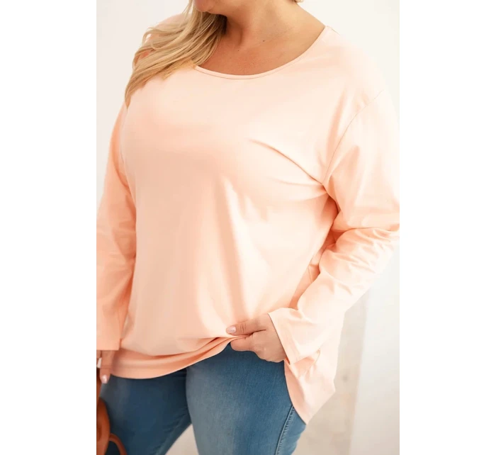 Dámská blůza Plus Size s lodičkovým výstřihem meruňková