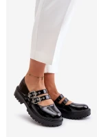 Dámské Lakované Polobotky S Pásky Černé model 21671078 - Boto