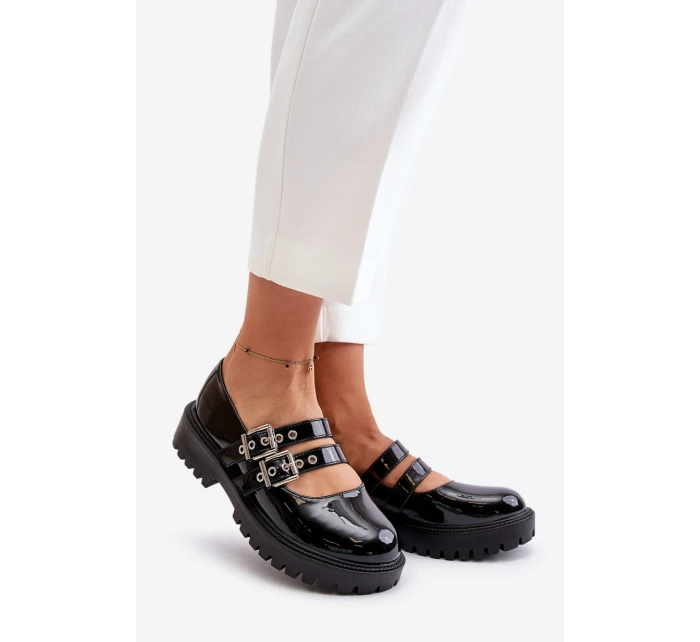 Dámské Lakované Polobotky S Pásky Černé model 21671078 - Boto