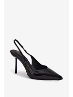 Lakované Podpatky Sandály Z Kůže Černé model 22122729 - Boto