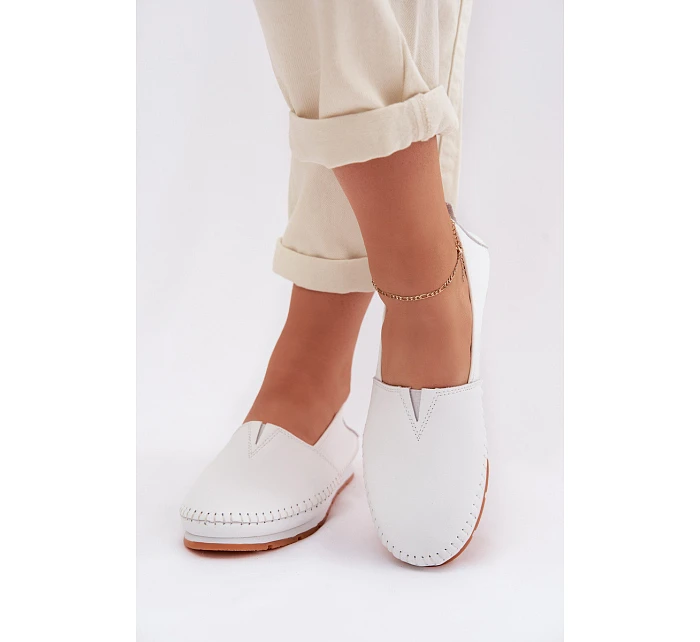 Kožené dámské polobotky model 22064256 bílé - S.Barski