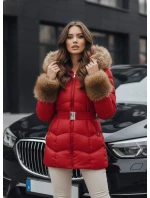 Dámská prošívaná zimní bunda s kapucí červená Dstreet model 21993703 - FashionStreet