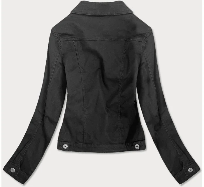 Jednoduchá čierna dámska džínsová bunda s vreckami (SA40)