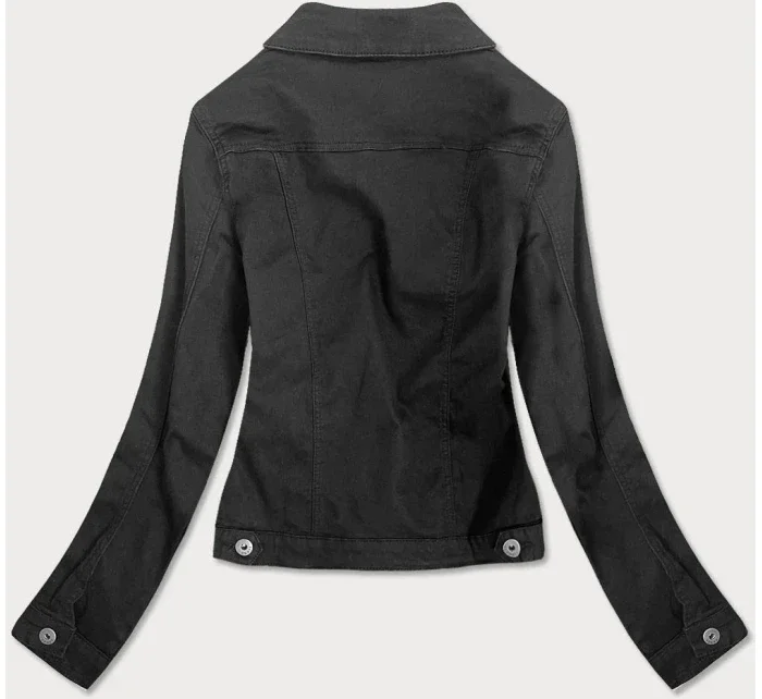 Jednoduchá čierna dámska džínsová bunda s vreckami (SA40)