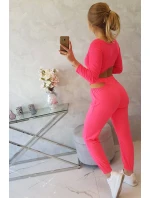 Sada s halenkou top růžová neonová