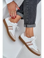 Zazoo N1068 Skórzane Niskie Sneakersy Damskie Beżowe