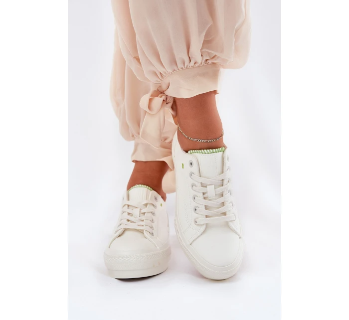 Trampki Damskie Na Platformie Z Eko Skóry Big Star RR274A295 Białe