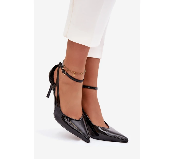 Lakované lodičky z eko kůže černé Fionnel