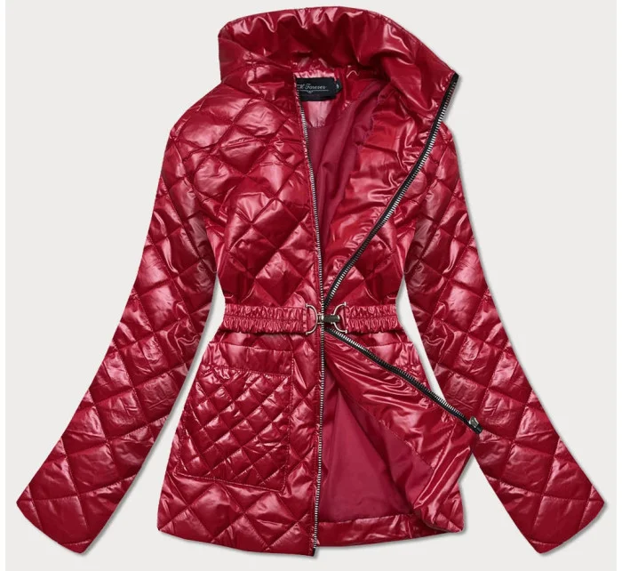 Červená prošívaná dámská bunda s páskem model 17099021 - BH FOREVER