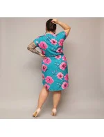 Dámské květované šaty v mořské barvě s páskem model 20070208 - Moon