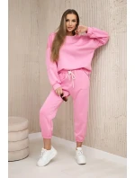 Súprava tepláky + nohavice maslová látka svetloružová