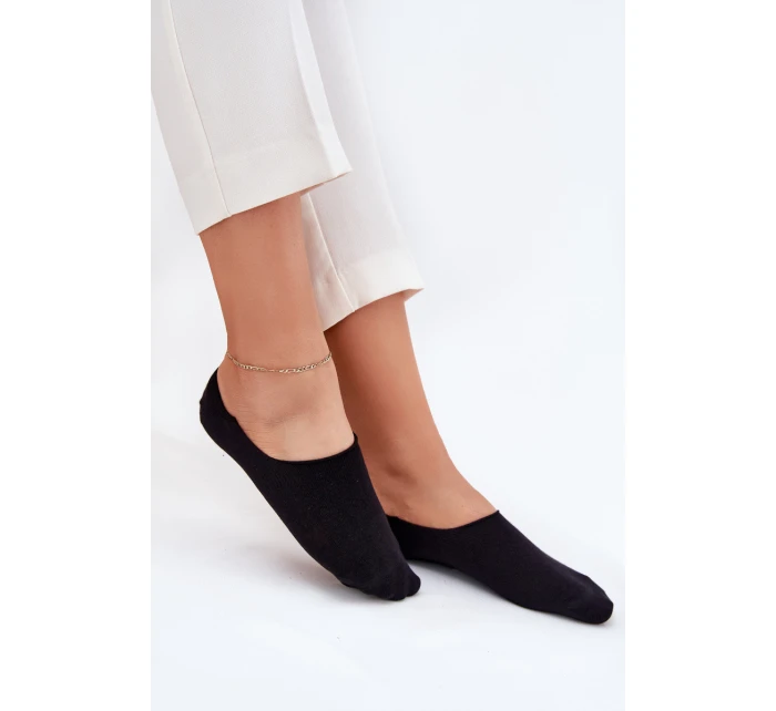 Damskie Skarpetki Microstopki Bawełniane Gładkie Czarne