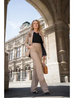 S371 Nohavice Bootcut - béžové