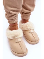 Dámské pantofle s kožíškem, světle béžová Lanoze