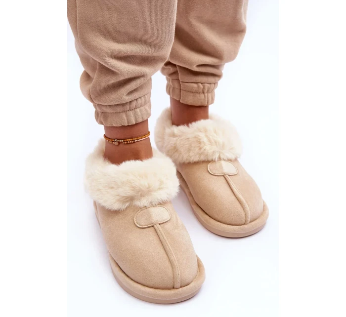 Dámské pantofle s kožíškem, světle béžová Lanoze