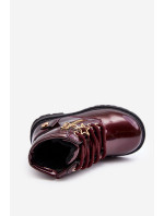 Dievčenské lakované topánky na zips, teplé bordové Felori
