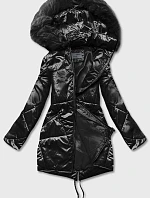 Dámska prechodná bunda s kapucňou čierna (b8091-1)