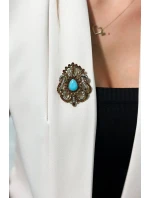 Brož model 18753855 zlato + modrá - K-Fashion