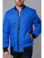 Modrá prošívaná pánská bunda typu "bomber" model 18344889 - J.STYLE
