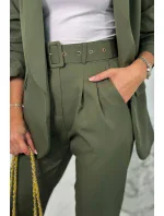 Elegantná súprava saka a nohavíc v khaki farbe