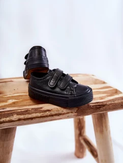 Dětské kožené tenisky na suchý zip BIG STAR model 21594872 Černá - Big Star Shoes