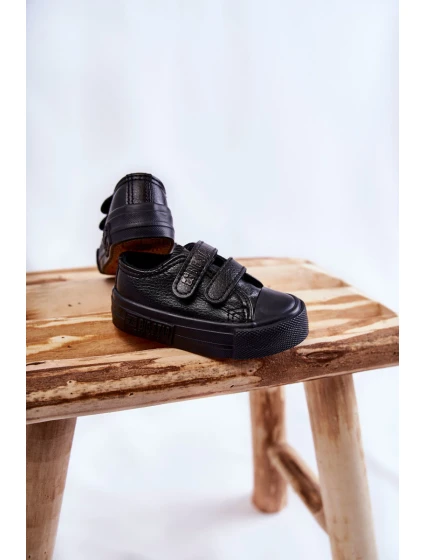 Dětské kožené tenisky na suchý zip BIG STAR model 21594872 Černá - Big Star Shoes