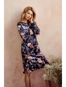 Dámska nočná košeľa 3060 VENUS tm. modrá so vzorom - Taro